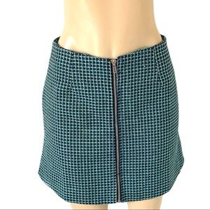 Love + Harmony Midrise Plaid Houndstooth Green Black Plaid Mini Skater Skirt